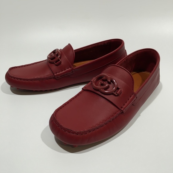GUCCI INTERLOCKING G DRIVING MOCCASINS -RED CALF LEATHER -MEN’S US 9 -NEW - Picture 5 of 11